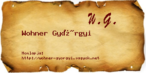 Wohner Györgyi névjegykártya